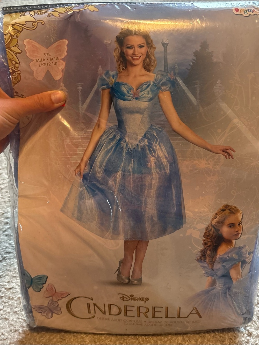 Disney Cinderella Light Blue Princess Dress Costume Large NEW live Action world
